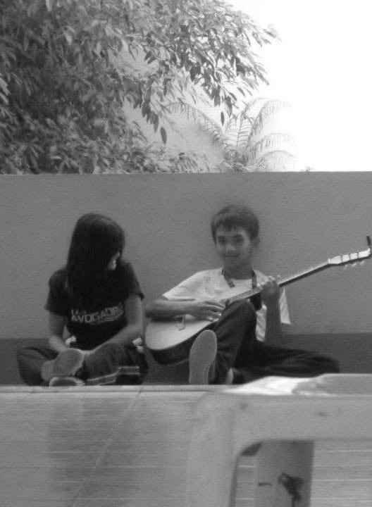 Playing guitar
