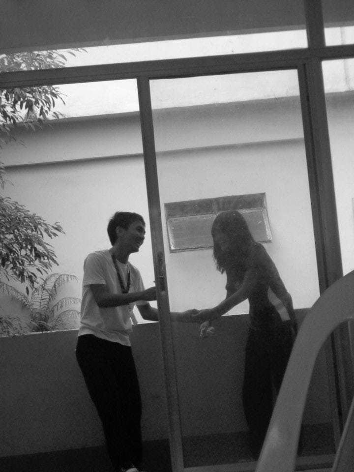 Through the glass door